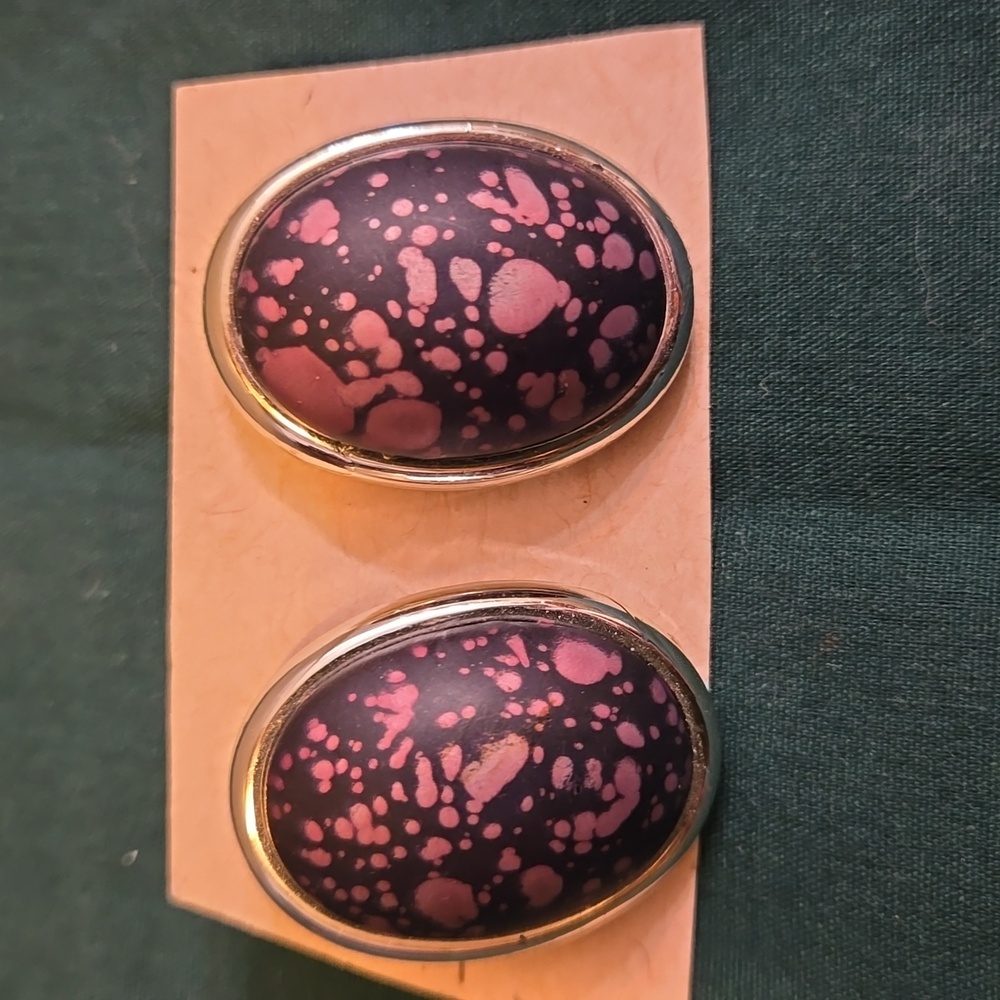 Vintage 1980's Pink/Purple & Black Earrings